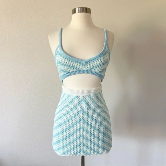 For Love And Lemons Corinna Knit Bralette Skirt Set Small - Picture 4 of 9